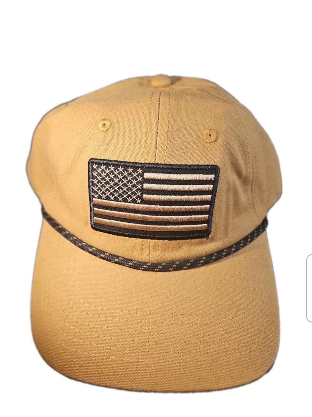 MAD Engine Men's Khaki Baseball Cap with American Flag Patch
